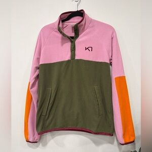 REI Kari Traa Pink, Olive & Orange Colorblock Fleece Pullover